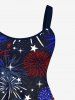 Plus Size Patriotic American Flag Fireworks Print Tank Dress -  