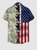Chemise Drapeau Américain Imprimé 3D avec Poche de Grande Taille à Lacets - Multi-A 3XL