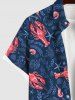 Plus Size Crayfish Starfish Wheat Head Print Hawaii Sea Creatures Button Pocket Shirt For Men -  