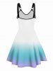 Splatter Tie Dye Butterfly Rose Print O Ring Straps Tank Dress -  