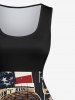 Plus Size Patriotic American Flag Eagle Lace Up 3D Print 1950s Vintage Dress -  