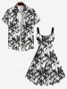 Robe Hawaiienne Imprimée Cocotier à Lavis Grande Taille - Noir 4X