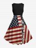 Plus Size Patriotic American Flag Eagle Lace Up 3D Print 1950s Vintage Dress -  