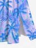 Robe Hawaii Fendue Fleur et Arbre de Noix de Coco Imprimés de Grande Taille - Bleu profond 5X