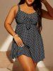 Plus Size Bowknot Polka Dot Print One Piece Swimsuit -  
