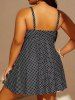 Plus Size Bowknot Polka Dot Print One Piece Swimsuit -  