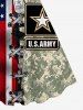Plus Size American Flag Camouflage 3D Lace Up Print Backless A Line Tank Dress -  