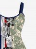 Plus Size American Flag Camouflage 3D Lace Up Print Backless A Line Tank Dress -  