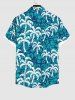 Plus Size Coconut Tree Print Hawaii Button Pocket Shirt For Men -  