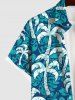 Plus Size Coconut Tree Print Hawaii Button Pocket Shirt For Men -  