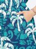 Plus Size Coconut Tree Print Hawaii Split Pocket A Line Dress -  