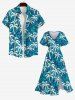 Plus Size Coconut Tree Print Hawaii Split Pocket A Line Dress -  