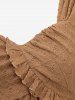 Plus Size Hollow Out Rhombus Embroidery Ruffles Surplice Top -  