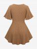 Plus Size Hollow Out Rhombus Embroidery Ruffles Surplice Top -  