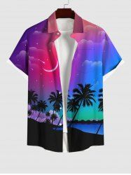 Chemise Ombre à Imprimé Cocotier et Lune Grande Taille pour Homme - Multi-A 4XL