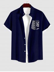 Chemise à Motif Paisley à Poche Grande Taille pour Homme - Noir 4XL