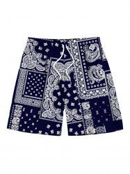 Plus Size Paisley Scarf Graphic Print Drawstring Beach Shorts For Men -  