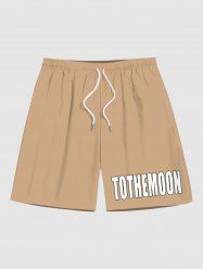 Men's Letters Print Pockets Beach Shorts -  