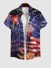 Patriotic American Flag Firework Print Plus Size Matching Outfit For Couples -  
