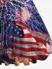 Plus Size Patriotic American Flag Firework Print 1950s Vintage Dress -  