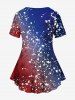 Plus Size Cat Bowknot Glasses Painting Splatter Print Ombre T-shirt -  