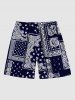Plus Size Paisley Scarf Graphic Print Drawstring Beach Shorts For Men -  