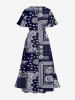 Plus Size Paisley Scarf Graphic Print Split Pocket A Line Dress -  
