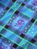 Plus Size Plaid Skulls Print Lace Trim Twist Cut Out Asymmetrical Tank Top -  