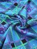 Plus Size Plaid Skulls Print Lace Trim Twist Cut Out Asymmetrical Tank Top -  