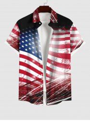 Chemise 3D Drapeau Américain Imprimé Peinture Eclaboussée Grande Taille avec Poche à Paillettes - Multi-A 3XL