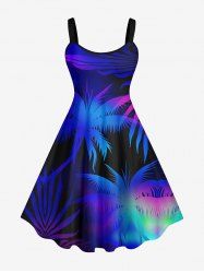 Robe débardeur hawaïenne grande taille à imprimé ombré pailleté et motif cocotier - Multi-A 6X