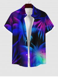 Plus Size Coconut Tree Ombre Glitter 3D Print Buttons Pocket Hawaii Shirt For Men -  