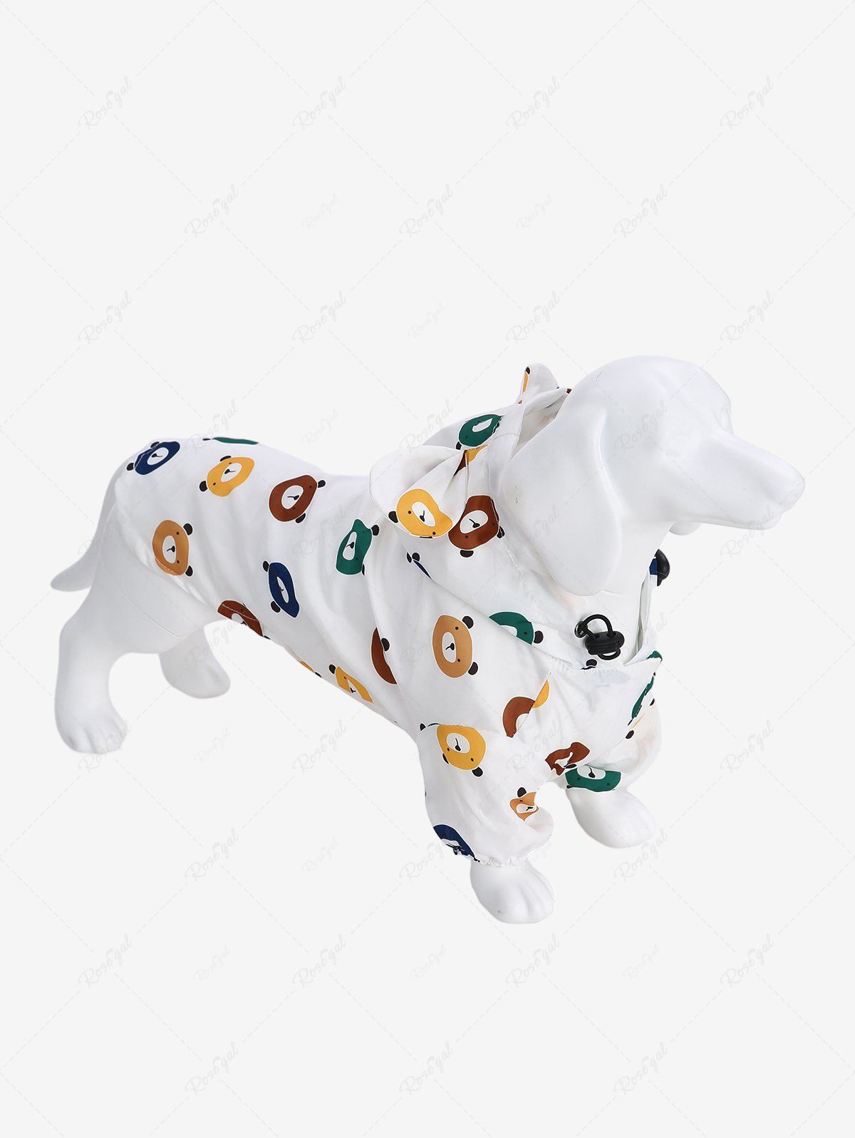 Online Per's Colorful Bears Print Adjustable Toggle Drawstring Ears Hooded Raincoat  