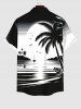 Ink Painting Coconut Tree Sun Sea Bird Print Plus Size Matching Hawaii Beach Outfit For Couples -  