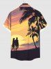 Coconut Tree Sunset Mountain Print Plus Size Matching Hawaii Beach Outfit For Couples -  