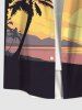 Coconut Tree Sunset Mountain Print Plus Size Matching Hawaii Beach Outfit For Couples -  