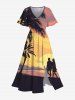 Coconut Tree Sunset Mountain Print Plus Size Matching Hawaii Beach Outfit For Couples -  
