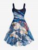 Eagle Cloud American Flag Printed Plus Size Matching Set For Couples -  