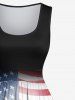 Robe Vintage 3D Drapeau Américain Eclaboussé de Peinture Imprimée de Grande Taille à Paillettes - Multi-A M