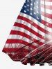 Plus Size Patriotic American Flag Paint Splatter Glitter 3D Print 1950s Vintage Dress -  