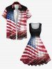 Plus Size Patriotic American Flag Paint Splatter Glitter 3D Print 1950s Vintage Dress -  