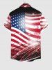 Chemise 3D Drapeau Américain Imprimé Peinture Eclaboussée Grande Taille avec Poche à Paillettes - Multi-A 3XL