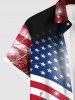 Chemise 3D Drapeau Américain Imprimé Peinture Eclaboussée Grande Taille avec Poche à Paillettes - Multi-A 3XL