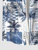 Plus Size Coconut Tree Colorblock Scarf Graphic Print Hawaii Button Pocket Shirt For Men -  