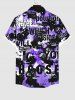 Plus Size Letters Tie Dye Print Button Pocket Shirt For Men -  