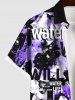 Plus Size Letters Tie Dye Print Button Pocket Shirt For Men -  