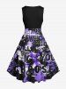 Plus Size Letters Tie Dye Print 1950s Vintage Swing A Line Dress -  