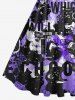 Plus Size Letters Tie Dye Print 1950s Vintage Swing A Line Dress -  