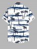 Plus Size Coconut Tree Sea Tie Dye Print Buttons Pocket Hawaii Shirt For Men -  