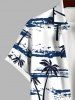 Plus Size Coconut Tree Sea Tie Dye Print Buttons Pocket Hawaii Shirt For Men -  